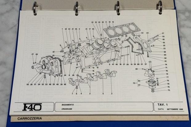 No Reserve: Ferrari F40 Workshop Manual, Spare Parts Catalog, and Service Time Schedule