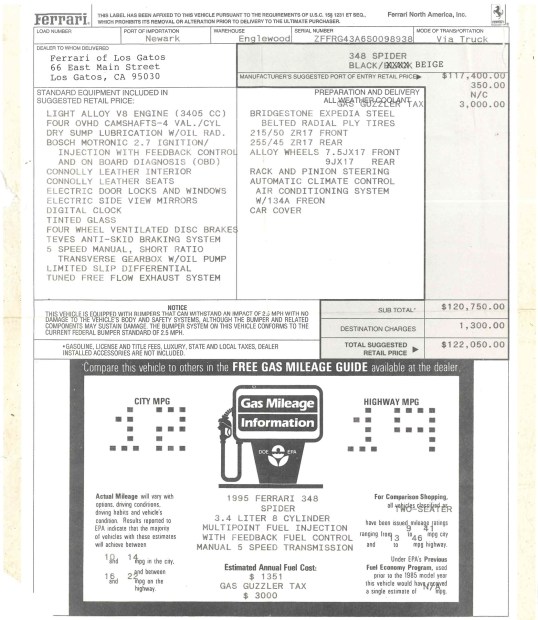 18k-Mile 1995 Ferrari 348 Spider