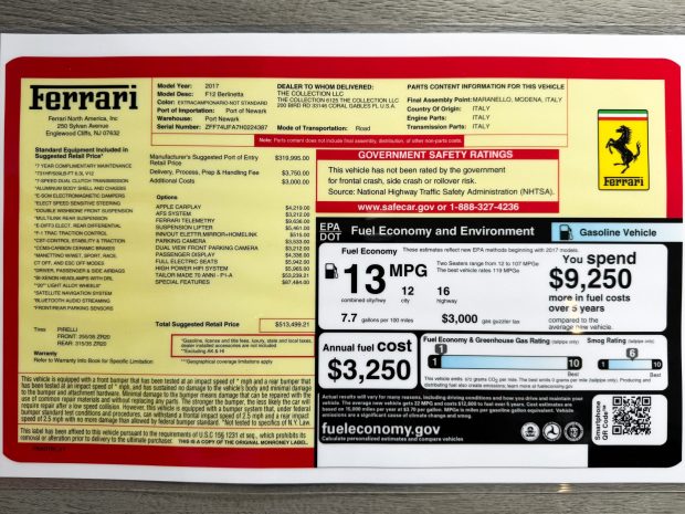 209-Mile 2017 Ferrari F12berlinetta 70th Anniversary Edition
