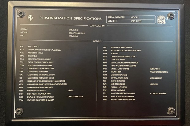 2022 Ferrari 296 GTB Assetto Fiorano