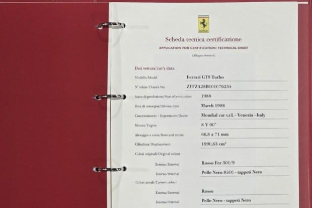 4,300-Kilometer 1988 Ferrari GTS Turbo