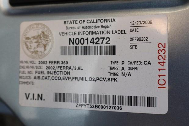 7k-Mile Euro 2002 Ferrari 360 Spider