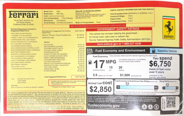 1,800-Mile 2019 Ferrari 488 Pista