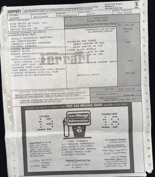 Original-Owner 1986 Ferrari Mondial 3.2 Cabriolet