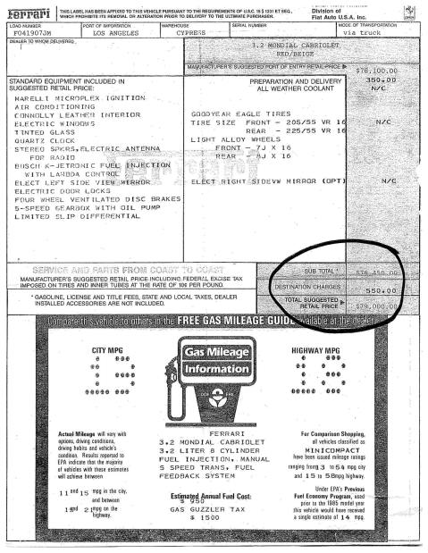 1986_ferrari_original_windo_sticker-scaled-60610 27k-Mile 1986 Ferrari Mondial 3.2 Cabriolet