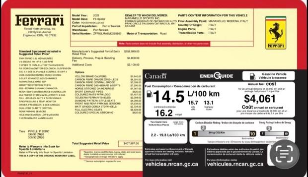 r84zkd6-79659-1 3,600-Mile 2021 Ferrari F8 Spider