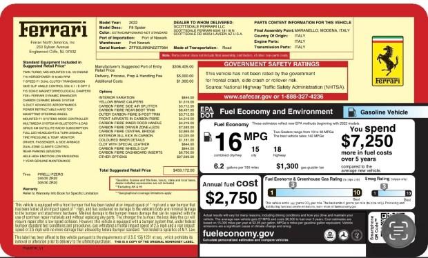 r8_window_sticker_jpg-08152-1 3,600-Mile 2022 Ferrari F8 Spider