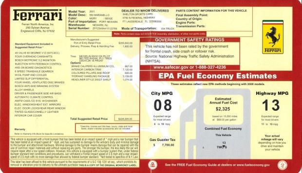 20k-Mile 2001 Ferrari 550 Maranello